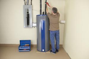 an Union City water heater repair tech is repairing a water heater